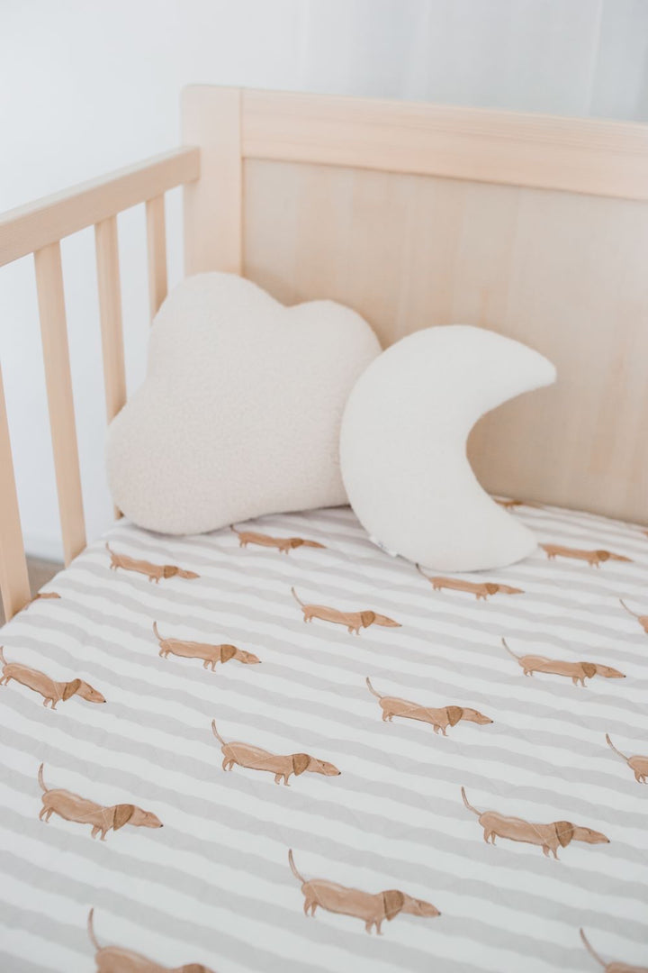 Bambella Designs 2-in-1 Waterproof Cot Sheet & Mattress Protector | Dachshund Days