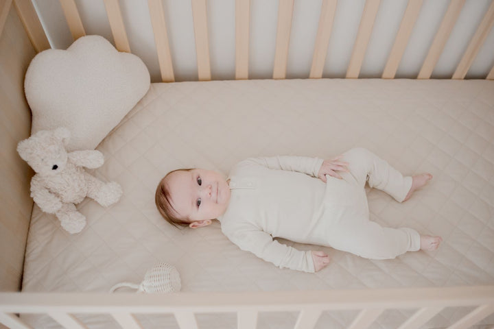 Bambella 2-in-1 Waterproof Cot Sheet & Mattress Protector | Oat