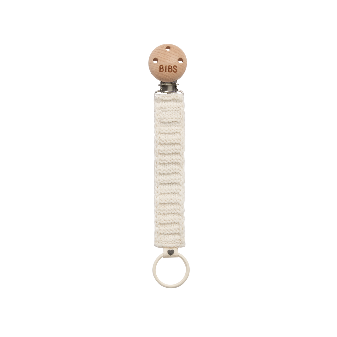 BIBS Cotton Knit Pacifier Clip | Ivory