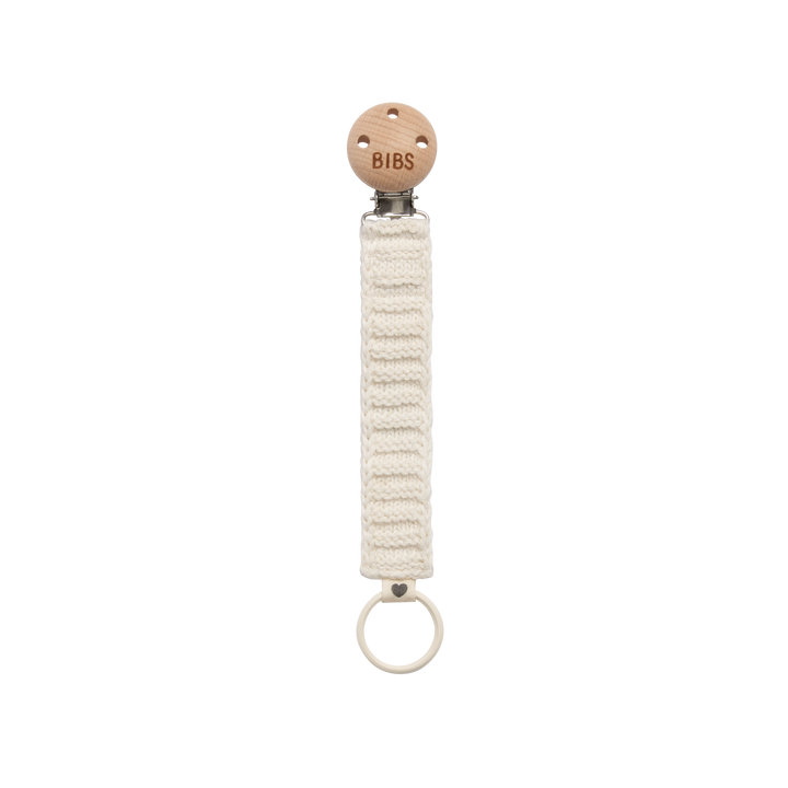 BIBS Cotton Knit Pacifier Clip | Ivory