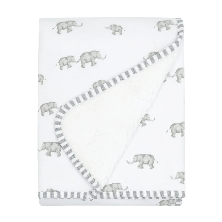 Jersey/Sherpa Pram Blanket - Watercolour Elephant