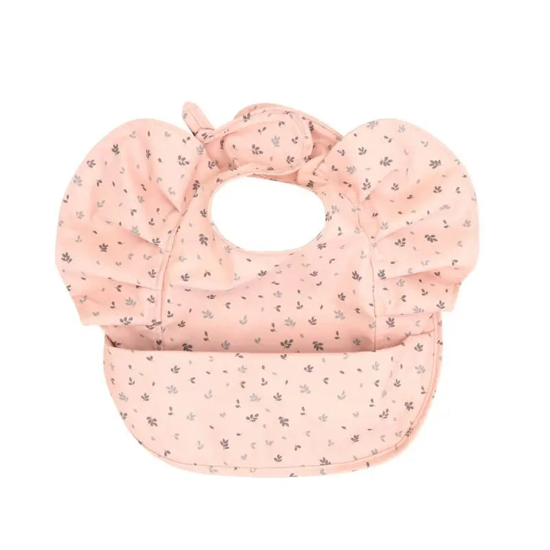 All4Ella Frills Waterproof Pouch Bib - Pink Leaves