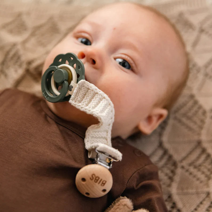 BIBS Cotton Knit Pacifier Clip | Vanilla