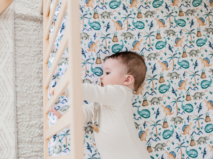 Bambella 2-in-1 Waterproof Cot Sheet & Mattress Protector | Wild Dinos