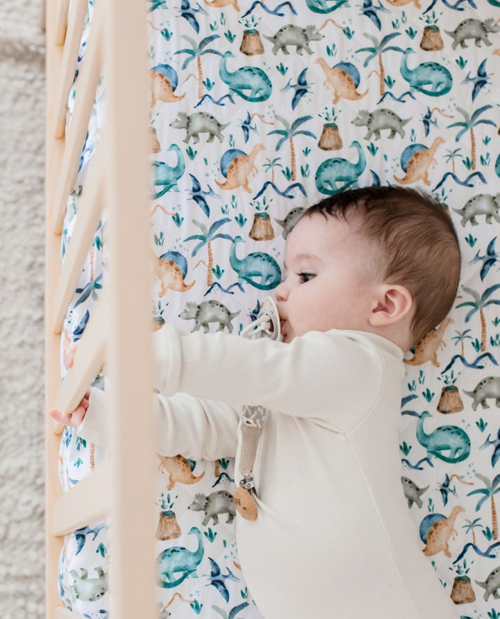Bambella 2-in-1 Waterproof Cot Sheet & Mattress Protector | Wild Dinos