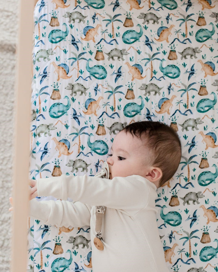 Bambella 2-in-1 Waterproof Cot Sheet & Mattress Protector | Wild Dinos