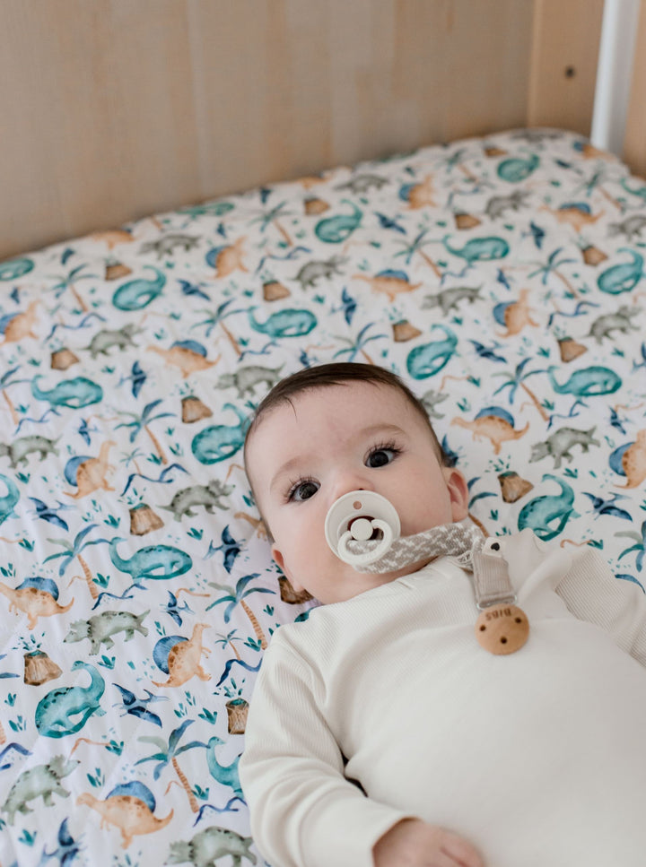 Bambella 2-in-1 Waterproof Cot Sheet & Mattress Protector | Wild Dinos