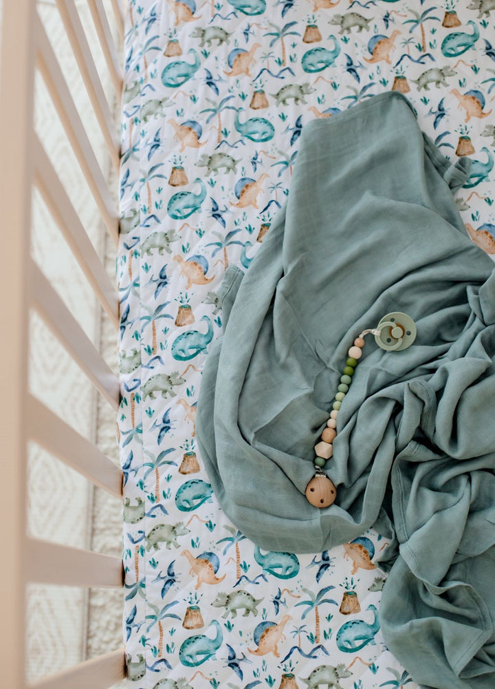 Bambella 2-in-1 Waterproof Cot Sheet & Mattress Protector | Wild Dinos