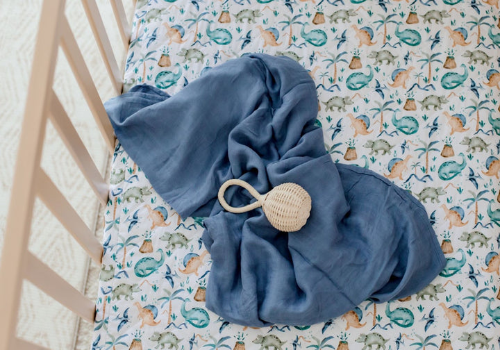 Bambella 2-in-1 Waterproof Cot Sheet & Mattress Protector | Wild Dinos