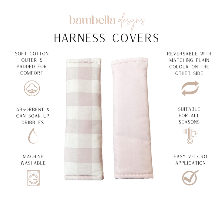 Bambella Harness Covers | Blush Gingham