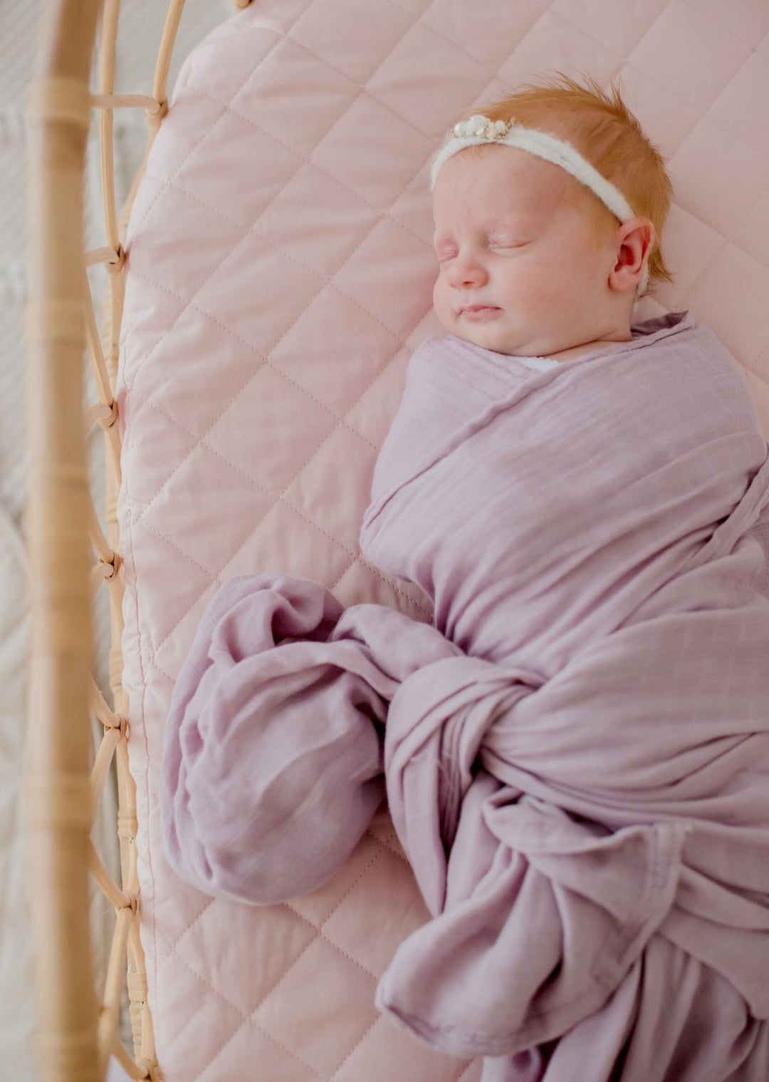 Bambella Bamboo Cotton Muslin Swaddle Wrap - Dusty Lilac