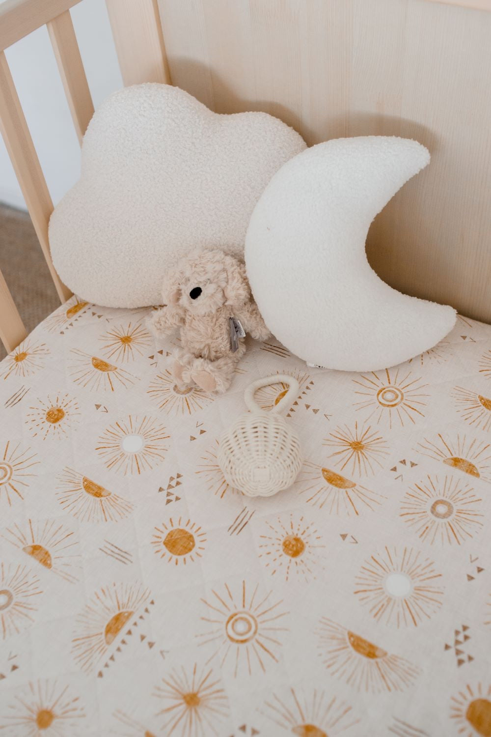 Bambella 2-in-1 Waterproof Cot Sheet & Mattress Protector | Bohemian Sunshine