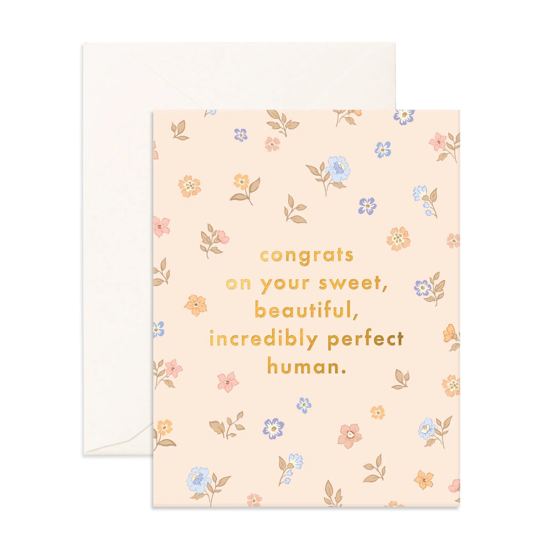 Congrats Sweet Human Pink Floral Greeting Card