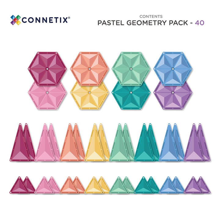 Connetix Magnetic Tiles Pastel Geometry Pack 40 Piece