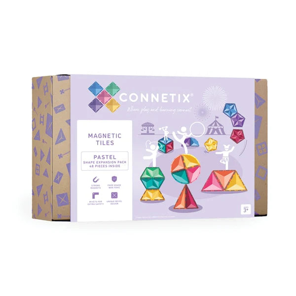 Connetix Magnetic Tiles Pastel Shape Expansion 48 Piece Pack