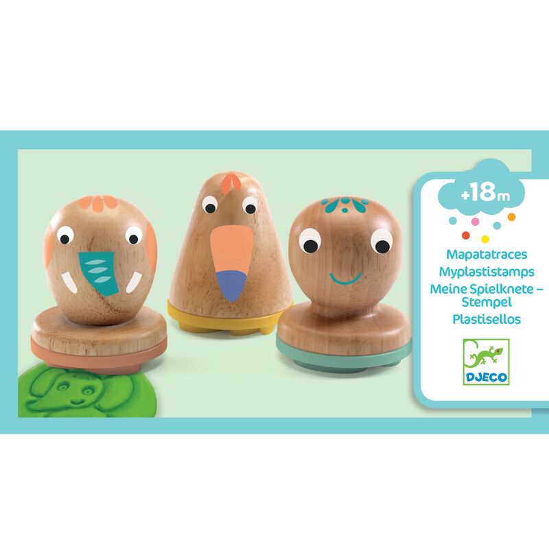 Djeco Toddler Animal Playdough Stamps - 3 Packs