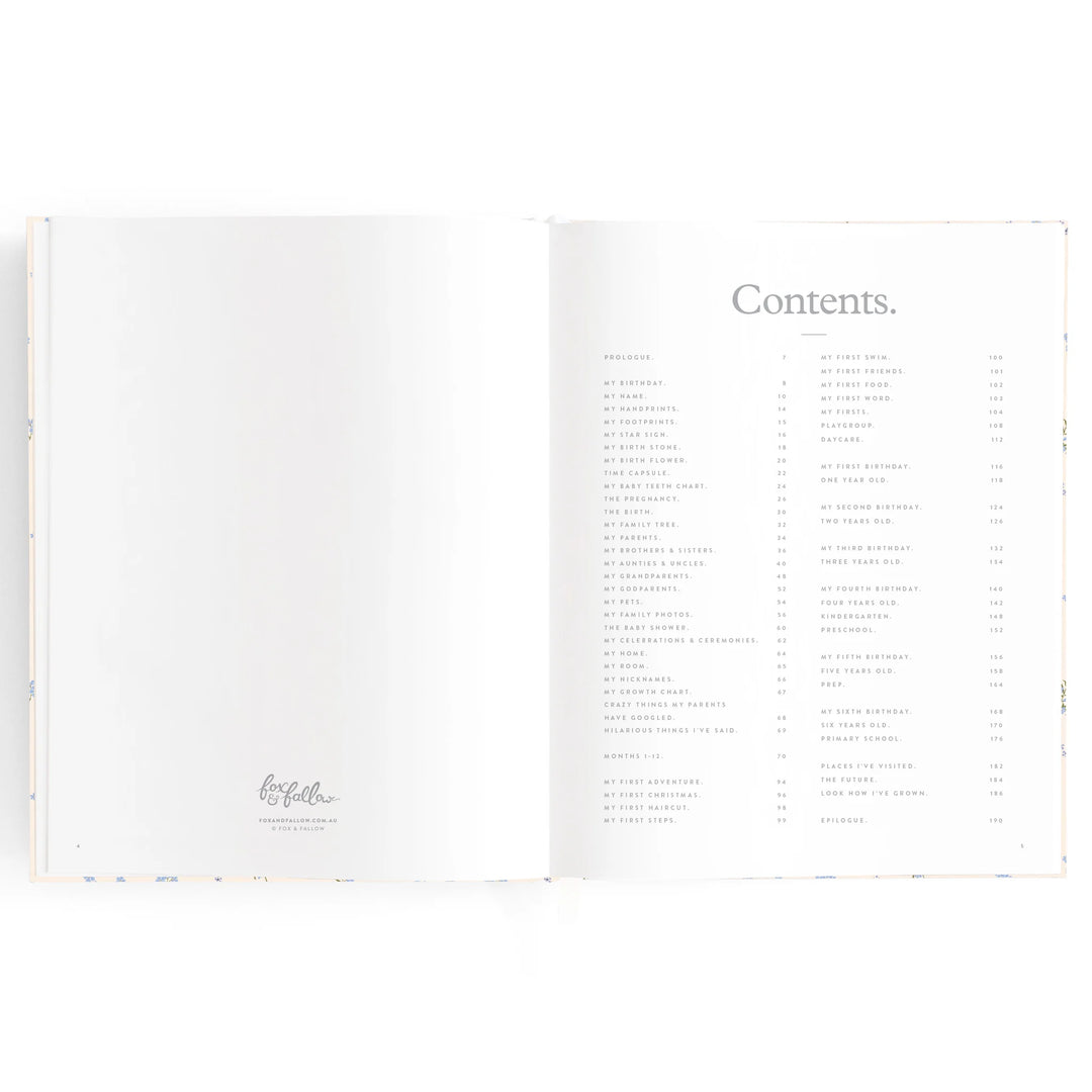 Fox & Fallow Baby Record Book - Forget-Me-Not