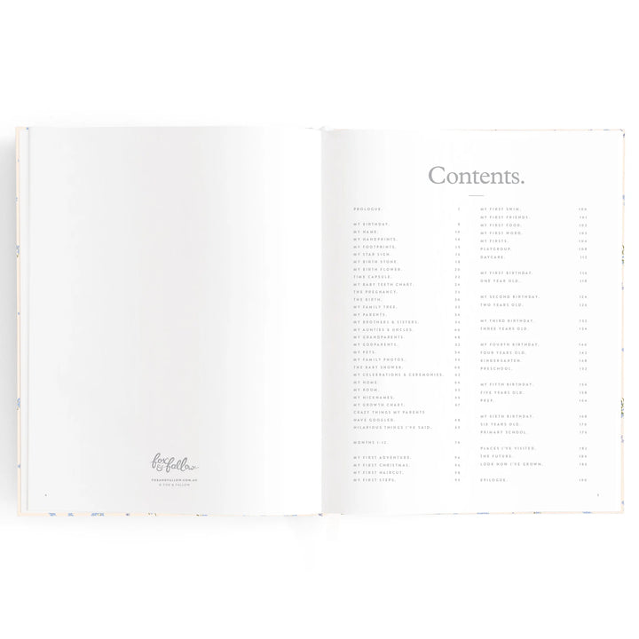 Fox & Fallow Baby Record Book - Forget-Me-Not