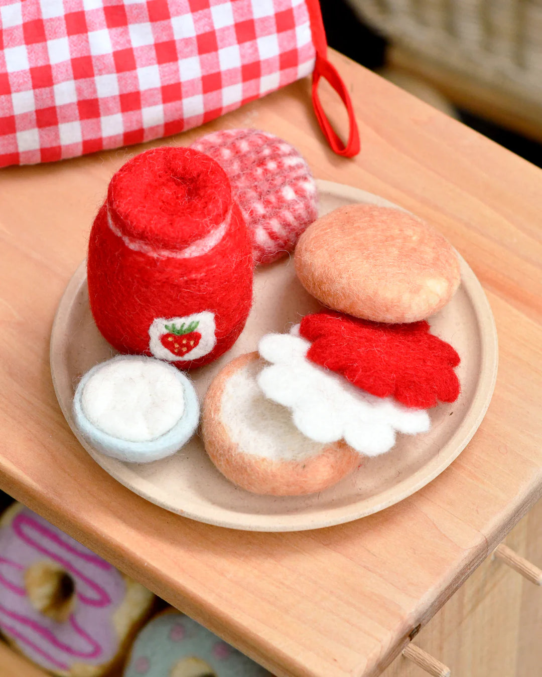 Strawberry Jam and Scones Set Felt Play Food