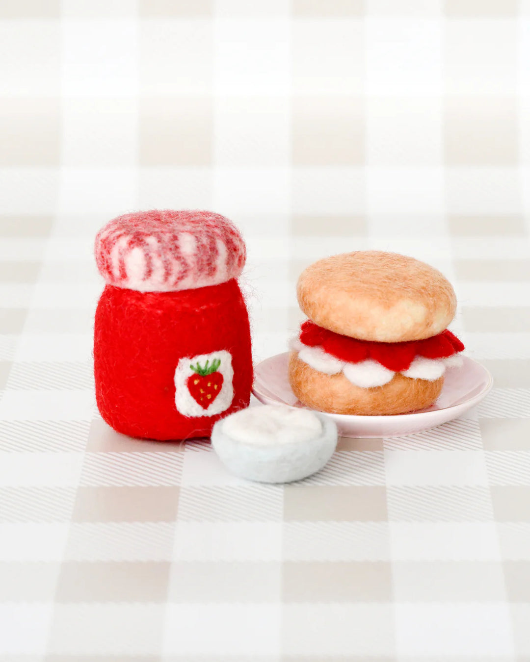 Strawberry Jam and Scones Set Felt Play Food