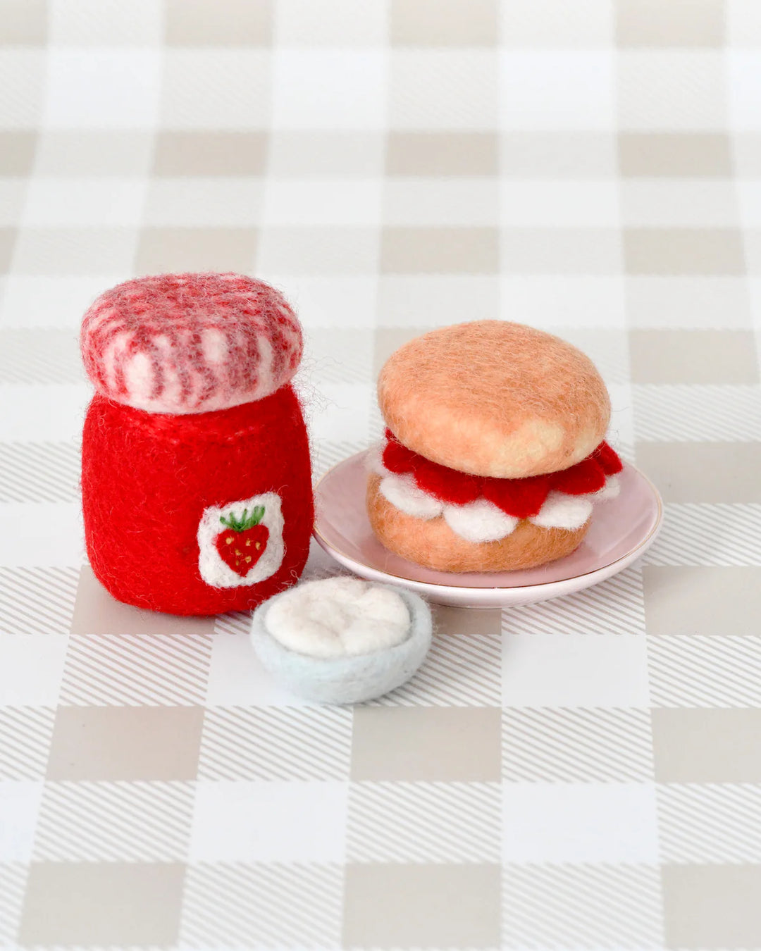 Strawberry Jam and Scones Set Felt Play Food