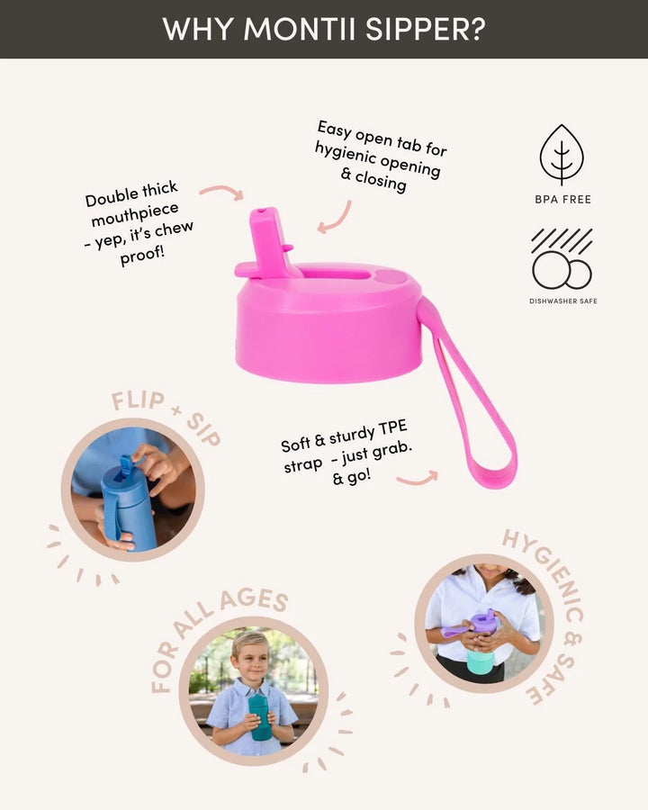 Montiico Fusion 350ml Sipper Drink Bottle - Lagoon + FREE SMOOTHIE LID