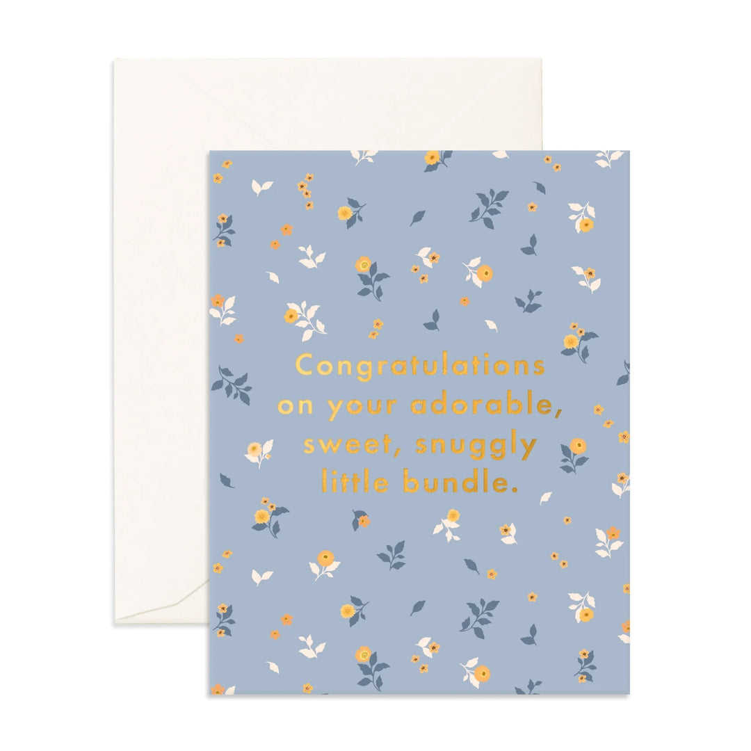 Snuggly Bundle Blue Broderie Greeting Card