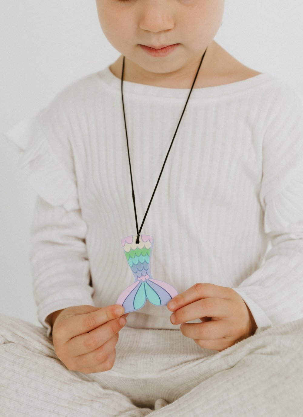 Jellystone Sensory Chew Pendant Necklace Pastel Mermaid Tail The Thrifty Mumma
