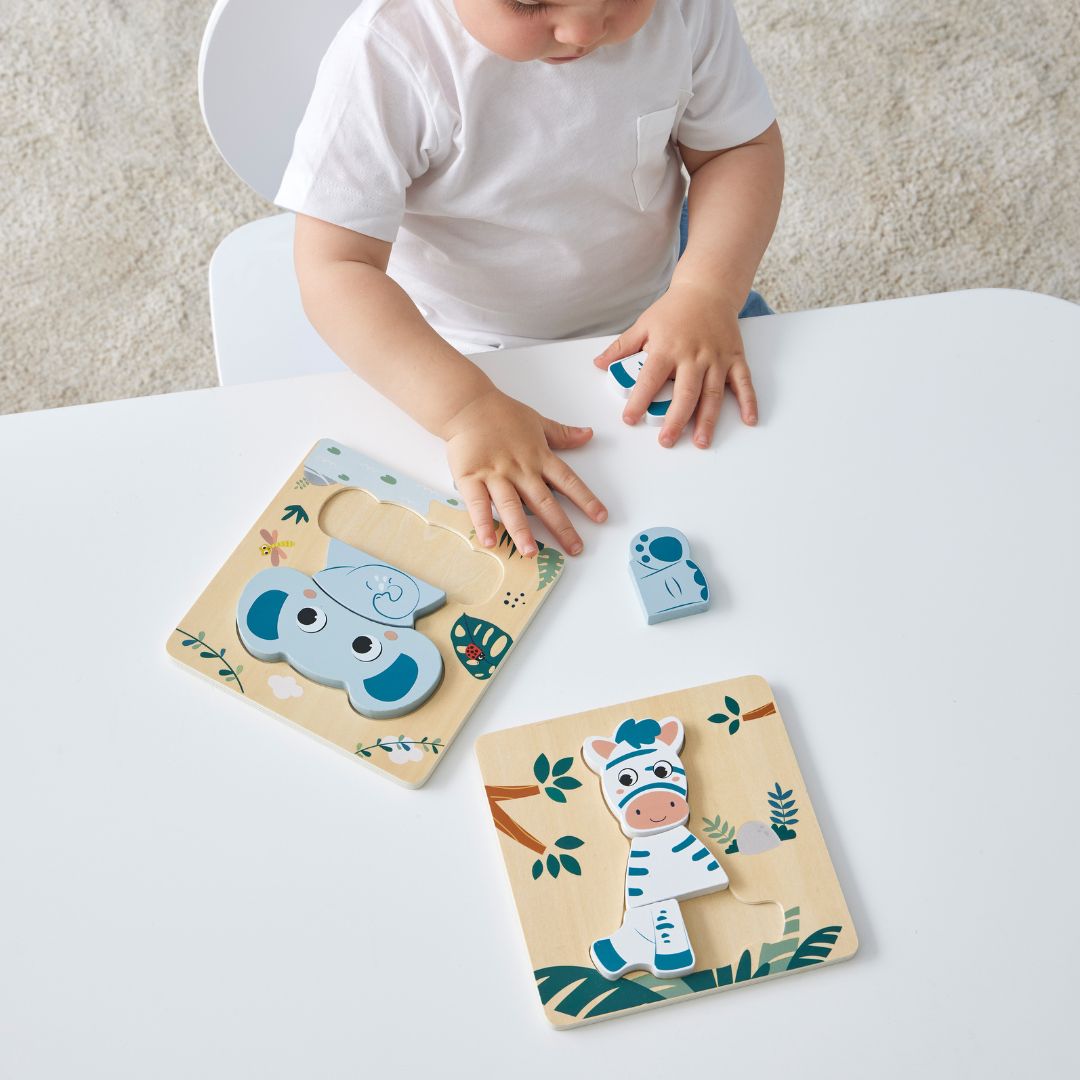 Jungle Silicone Puzzle on Wooden Plate Jungle Silicone Puzzle on Wooden Plate