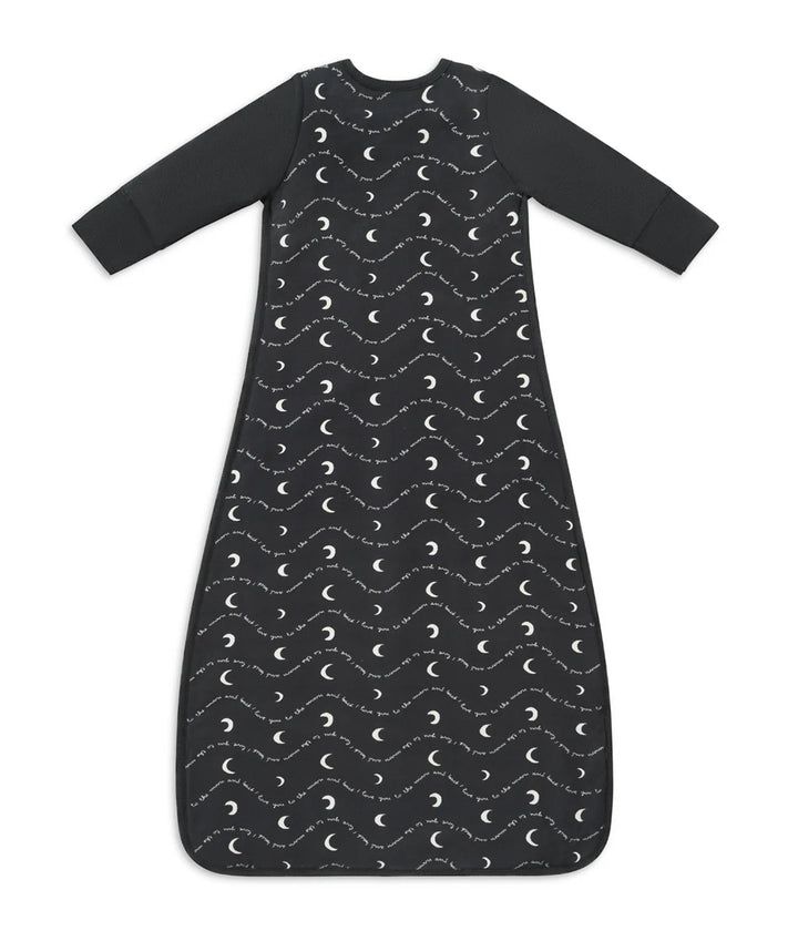 Love to Dream Cotton Fleece Sleep Bag 1.5 TOG - Charcoal Moon and Back