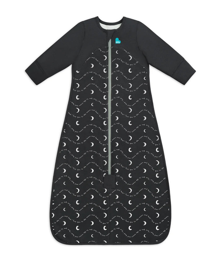 Love to Dream Cotton Fleece Sleep Bag 1.5 TOG - Charcoal Moon and Back