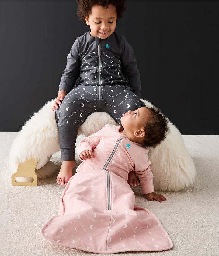 Love to Dream Cotton Fleece Sleep Bag 1.5 TOG - Dusty Pink Moon and Back
