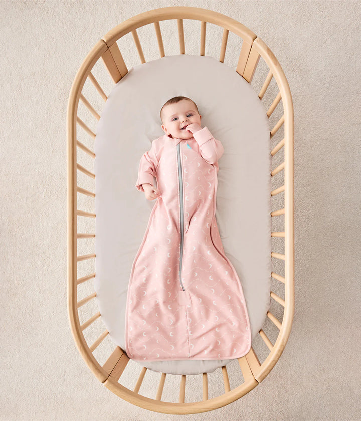 Love to Dream Cotton Fleece Sleep Bag 1.5 TOG - Dusty Pink Moon and Back