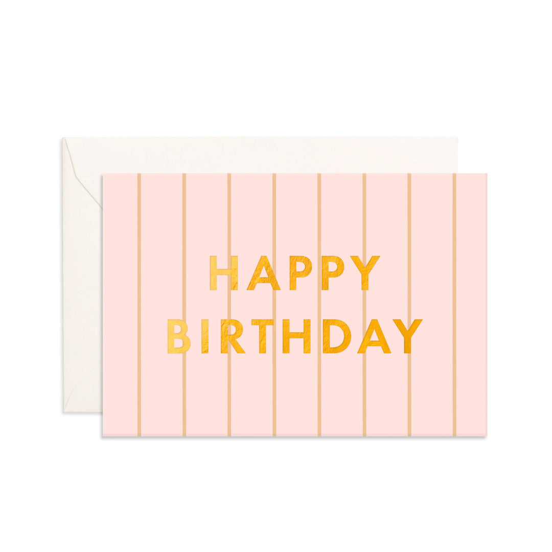 Mini Greeting Card - Birthday Peony Pinstripe