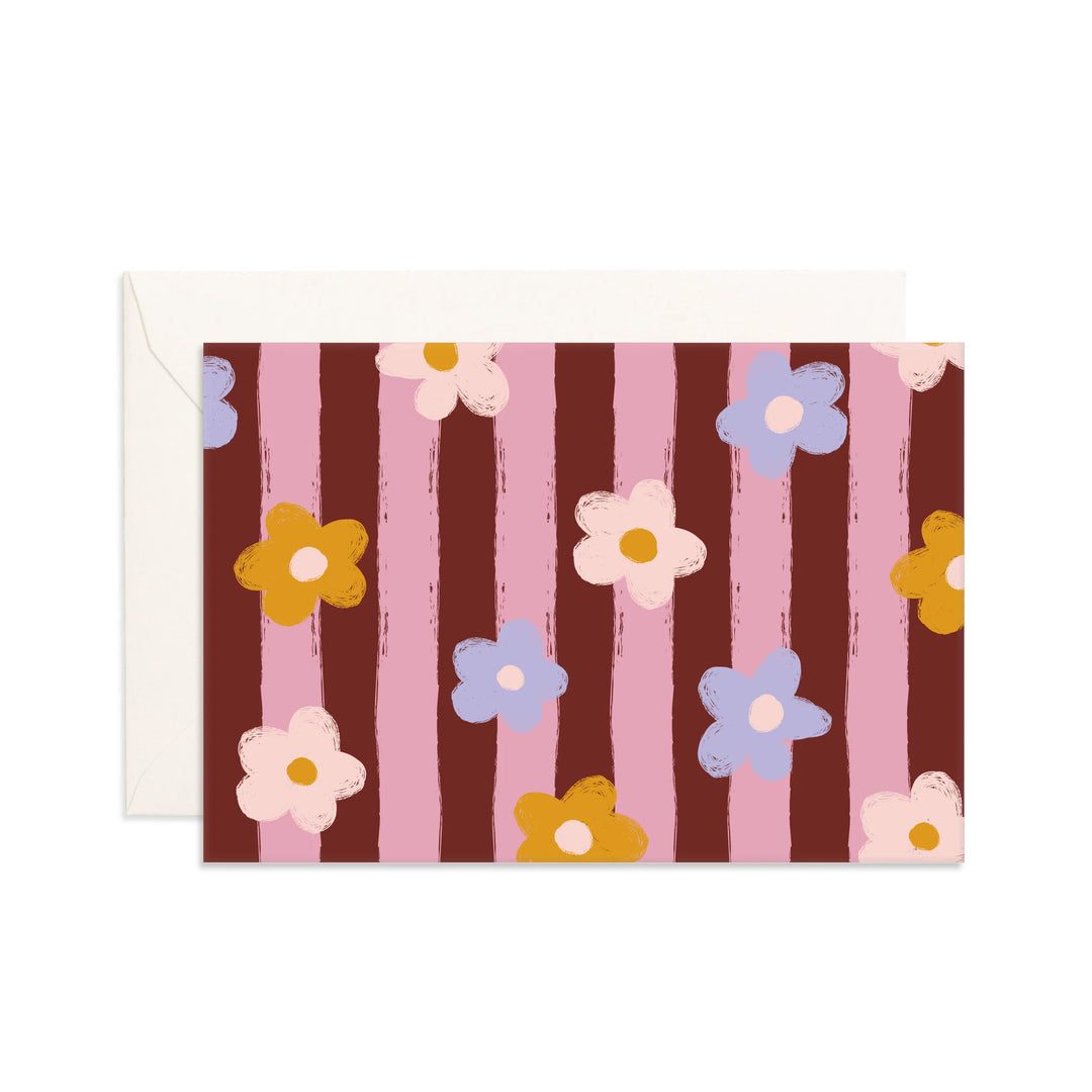 Mini Greeting Card - Daisy Stripe