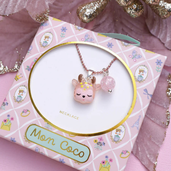 Mon Coco Christmas Necklace - Pink Reindeer