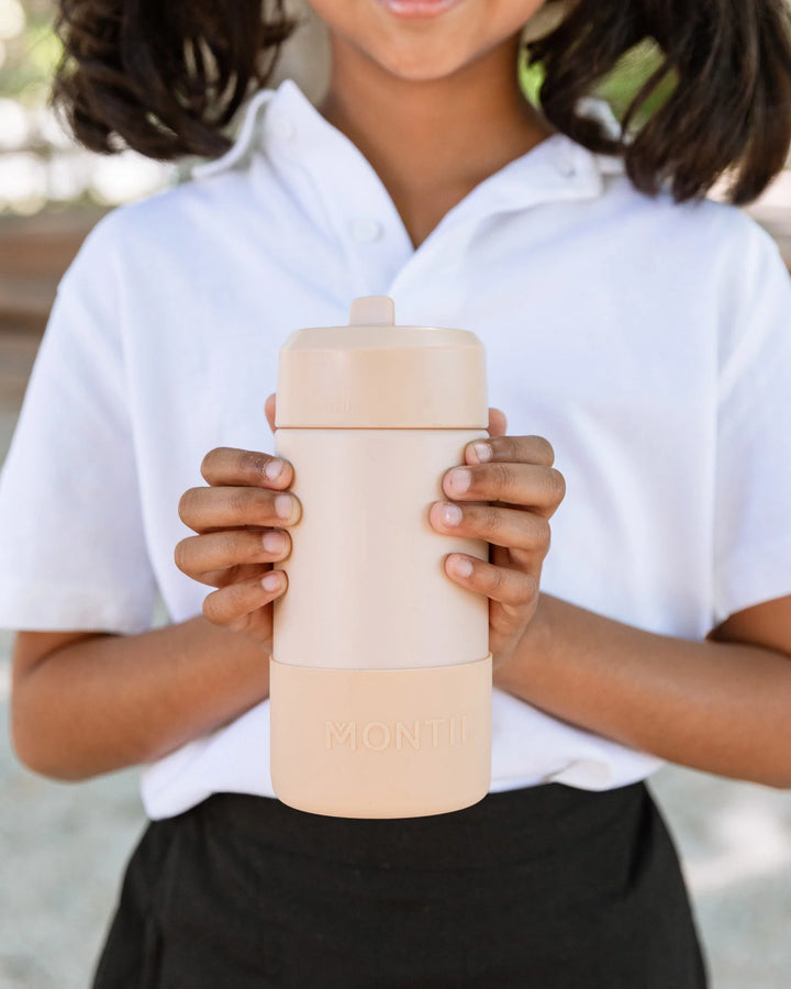 MontiiCo 350ml Insulated Sipper Drink Bottle - Dune + FREE SMOOTHIE LID