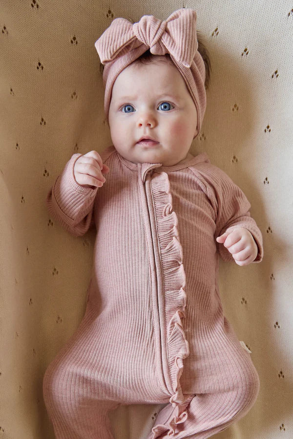 Jamie Kay Organic Cotton Modal Melanie Frill Growsuit -  Peony Marle
