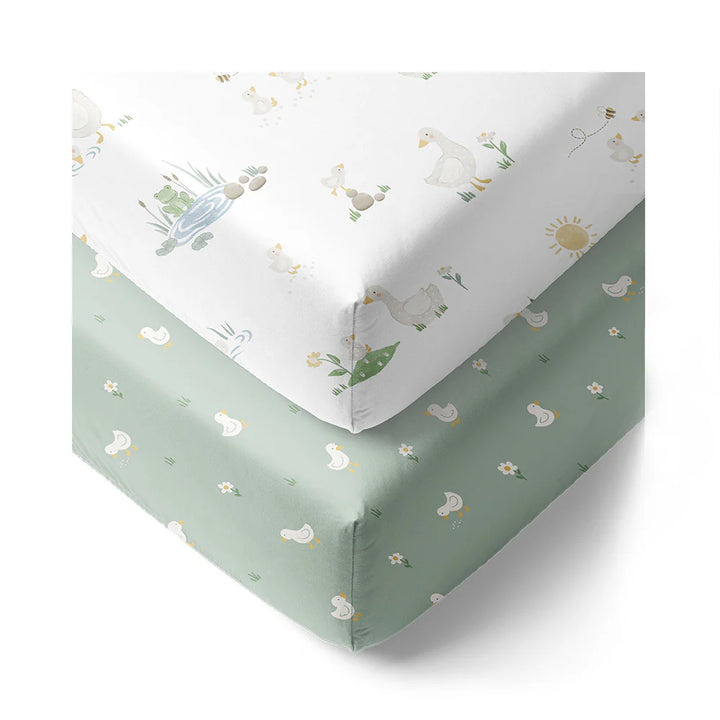 Organic Jersey Cot Fitted Sheets 2 Pack - Goosey Goosey