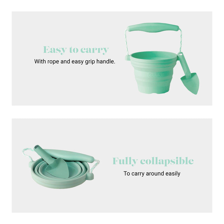 Scrunch Seedling Pot and Trowel - Spearmint