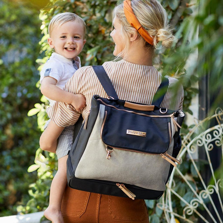Pivot 2 in 1 Nappy Bag Tote & Backpack - Sand & Black