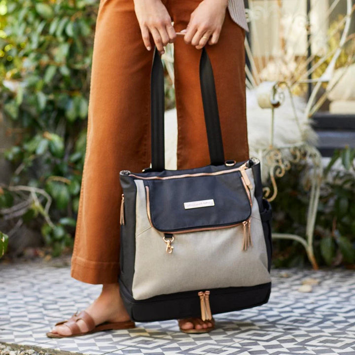 Pivot 2 in 1 Nappy Bag Tote & Backpack - Sand & Black