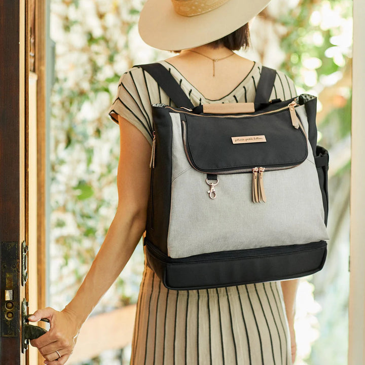 Pivot 2 in 1 Nappy Bag Tote & Backpack - Sand & Black