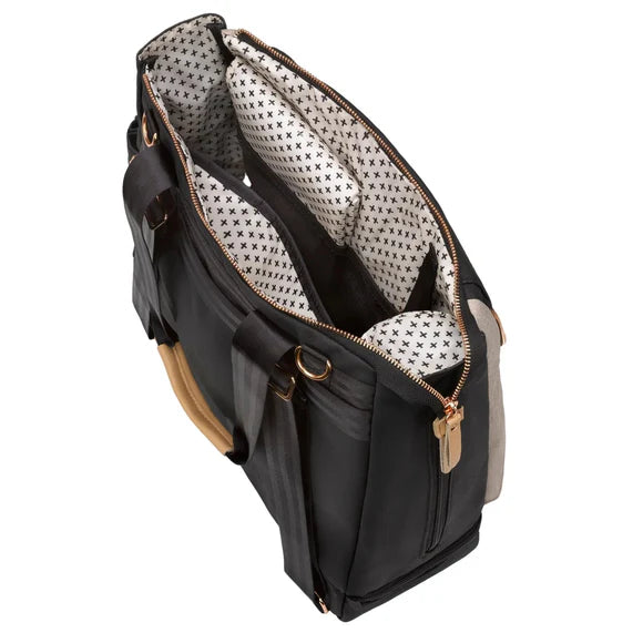 Pivot 2 in 1 Nappy Bag Tote & Backpack - Sand & Black