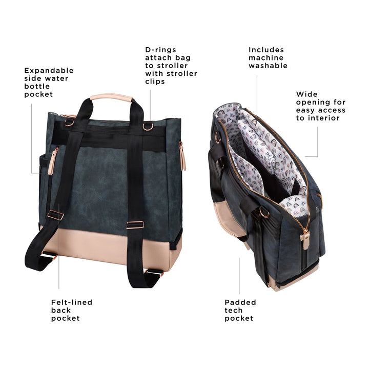 Pivot 2 in 1 Nappy Bag Tote & Backpack - Indigo Blush