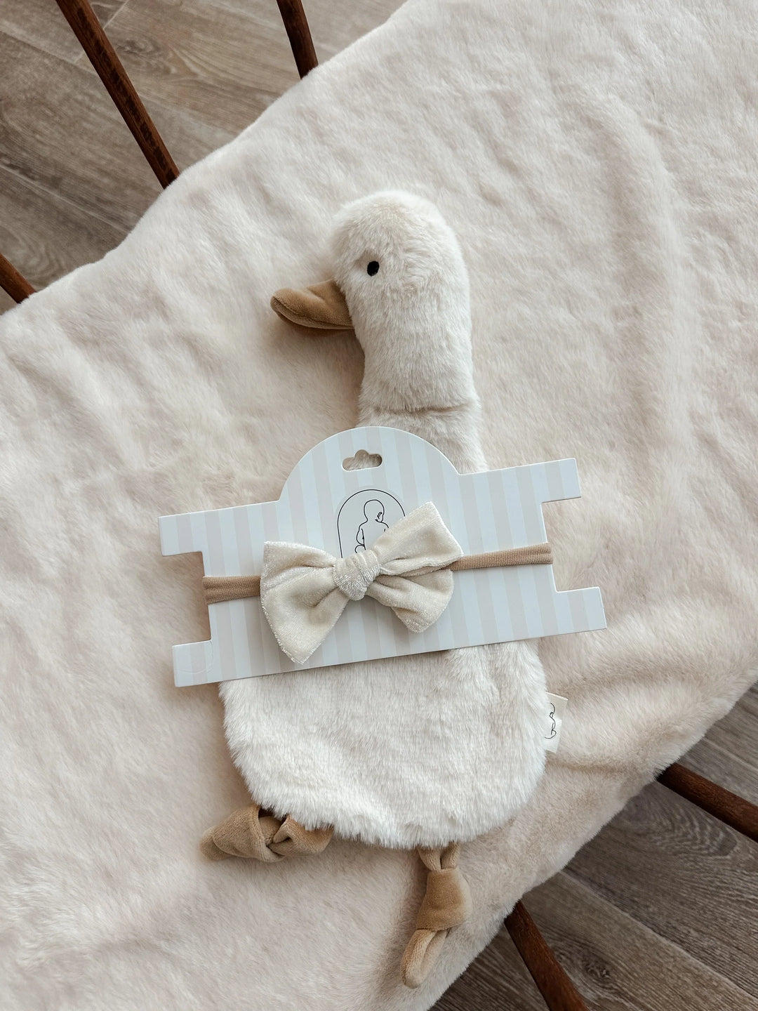 Pop Ya Tot Velvet Baby Bow Headband - Milk