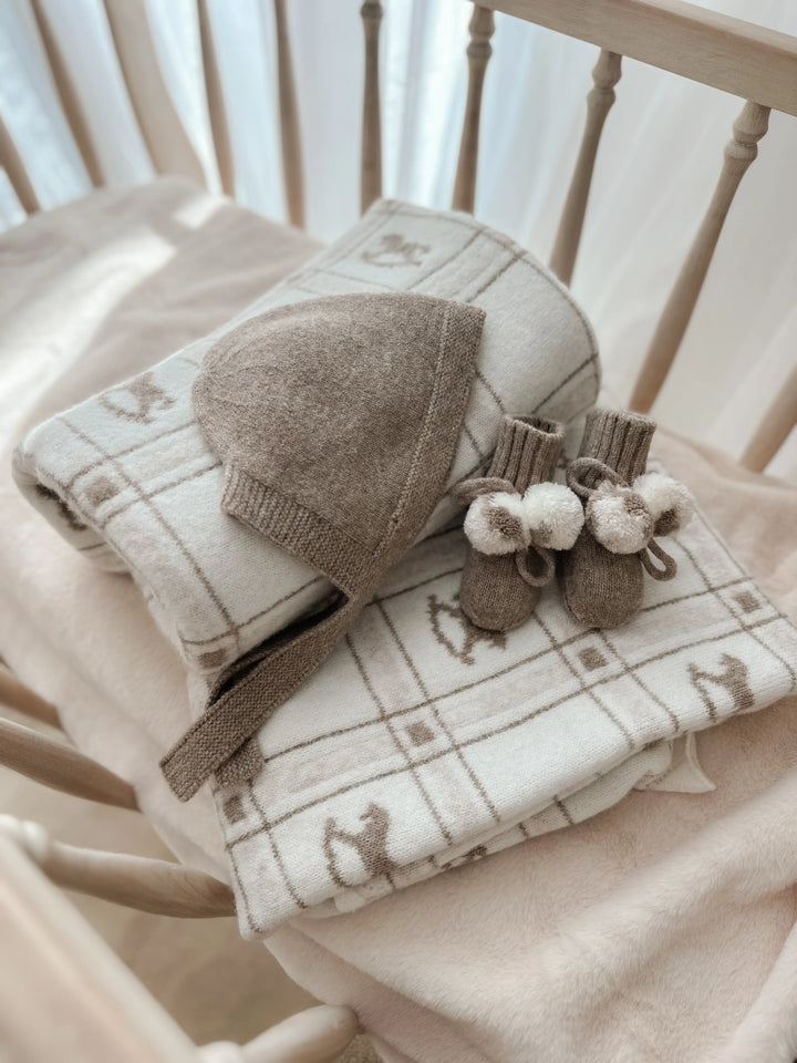 Pop Ya Tot Organic Cotton Pom Pom Booties - Latte