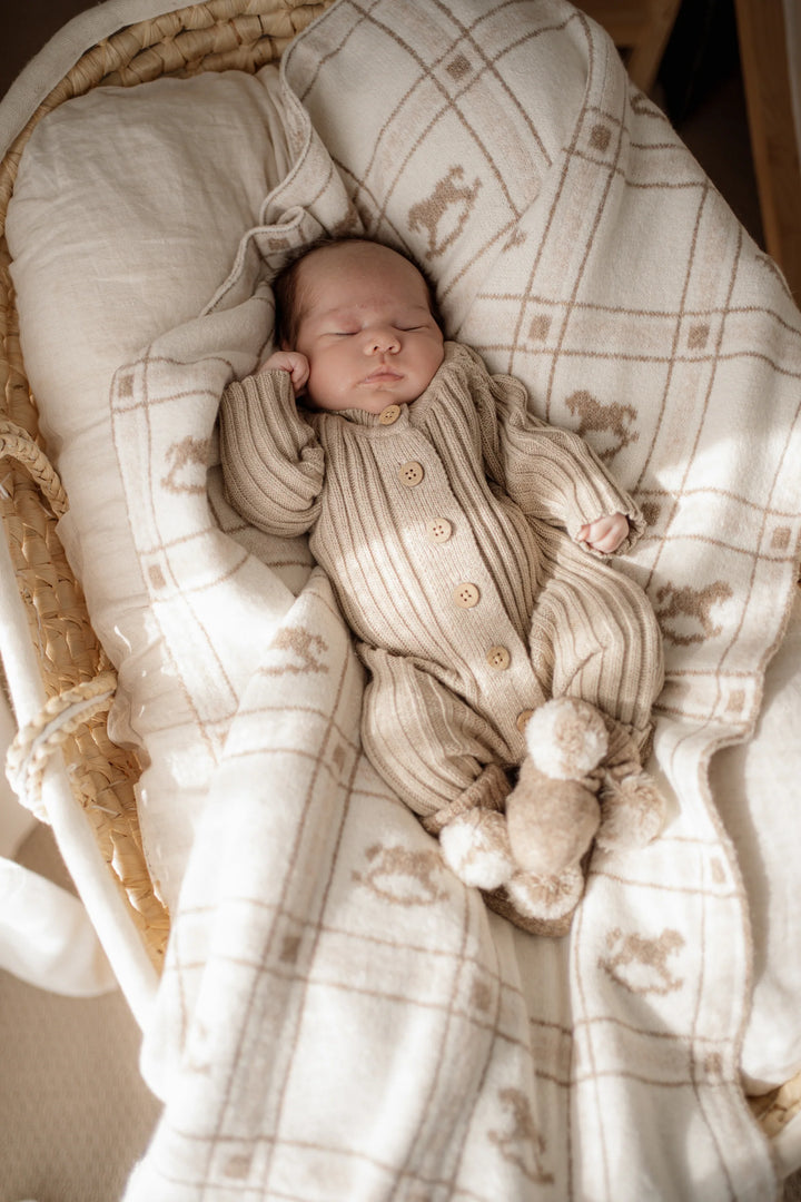 Pop Ya Tot Organic Rocking Horse Knit Blanket