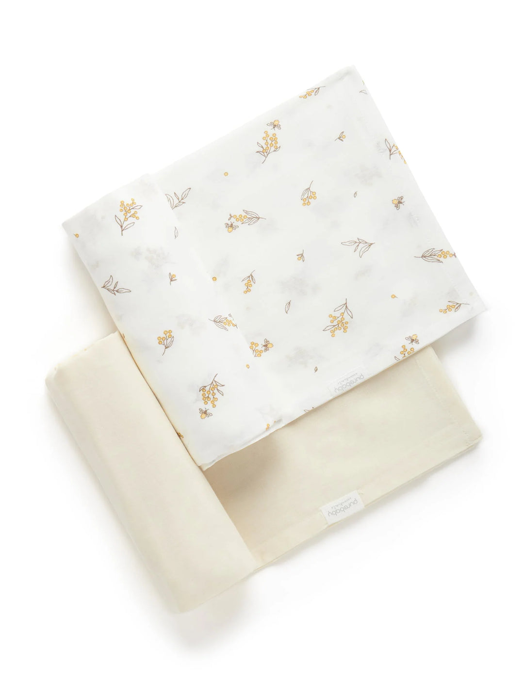 Purebaby Organic Muslin Wrap 2 Pack - Vanilla Wattle Bee
