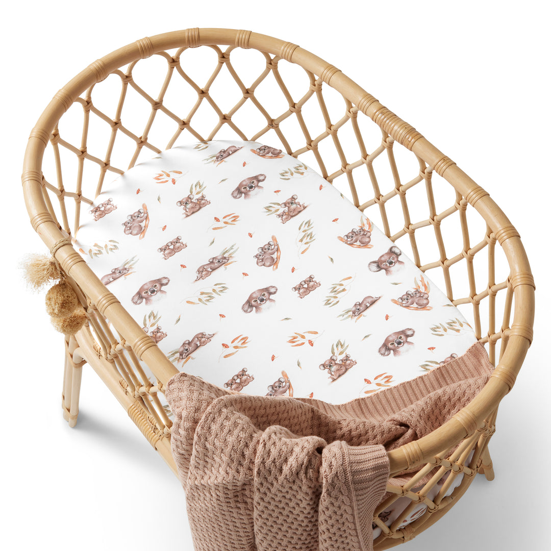 Snuggle Hunny Bassinet Sheet & Change Pad Cover - Koala
